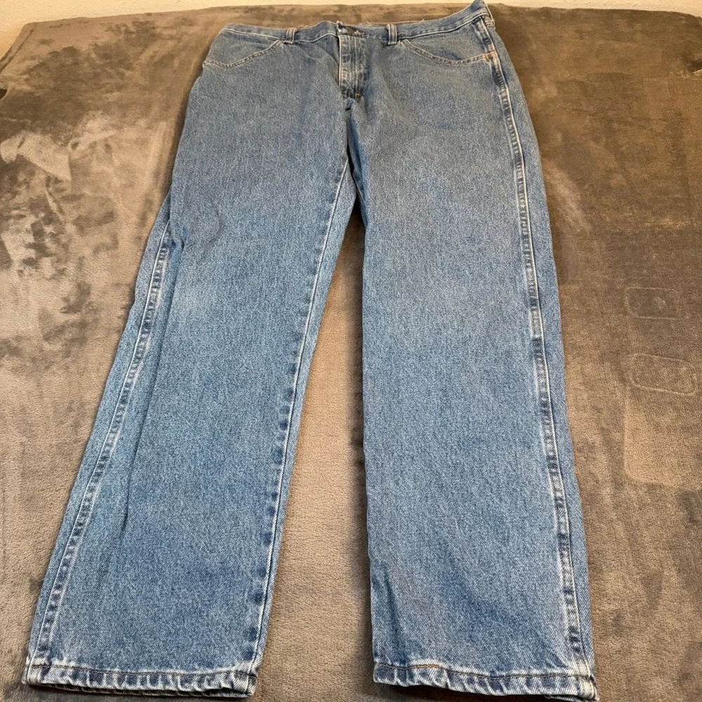 Rustler Regular Fit Straight Leg Blue Denim Jeans Mens 36x30 Medium Wash 87619SW